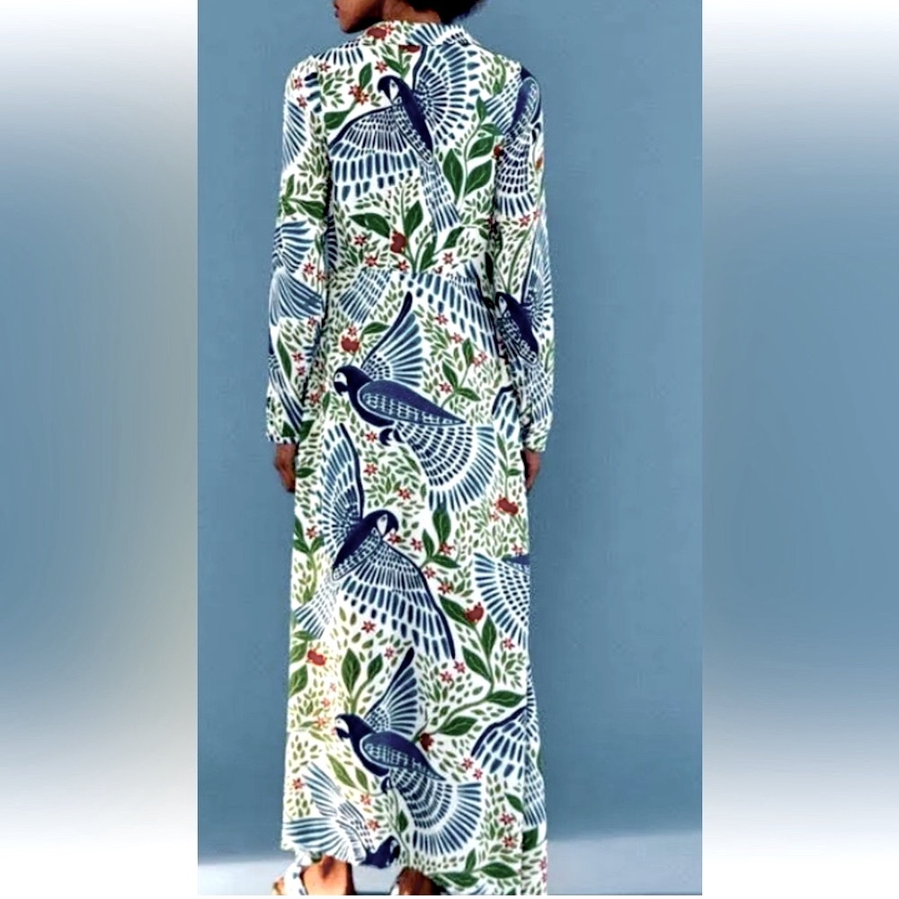 FARM Rio Blue, Green & White Bird-Print Maxi Dress - Picture 4 of 6